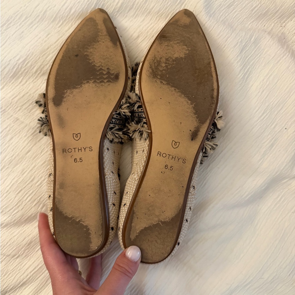 Rothy's Beige Pointed Toe Fringe Loafers - Picture 2 of 2